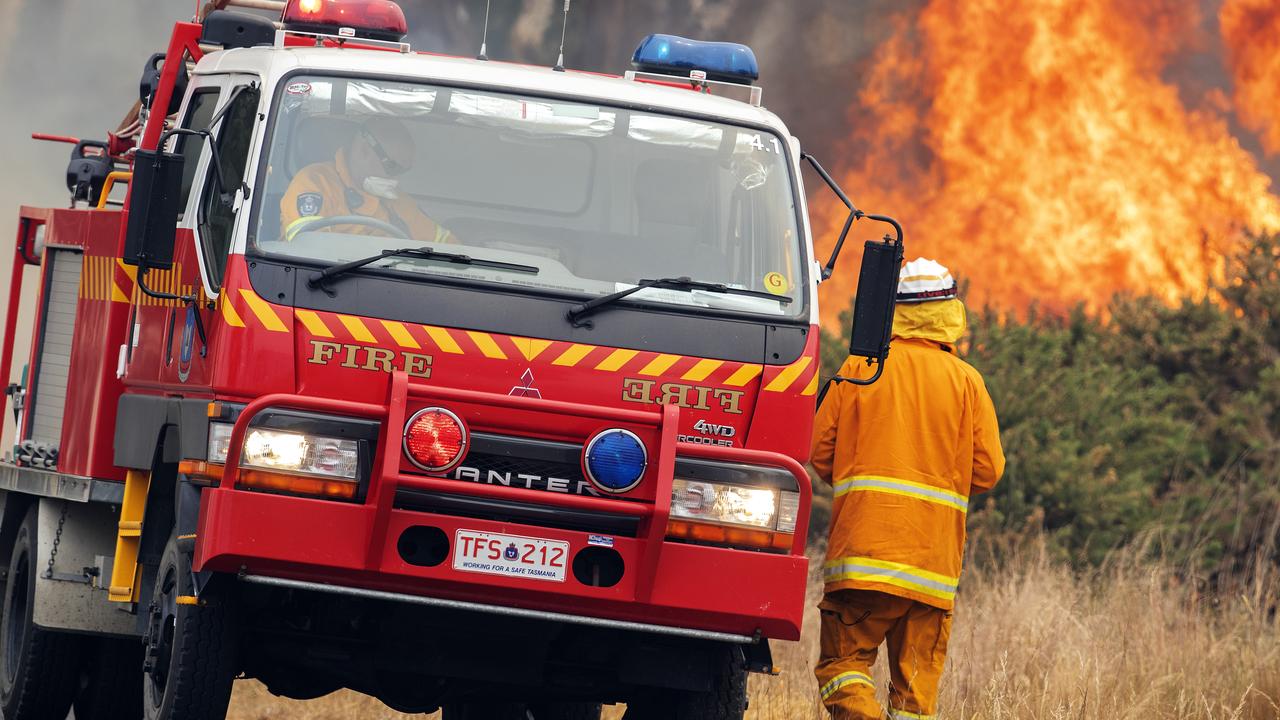 St Marys TFS volunteers during back burning operations at Fingal. Picture: CHRIS KIDD