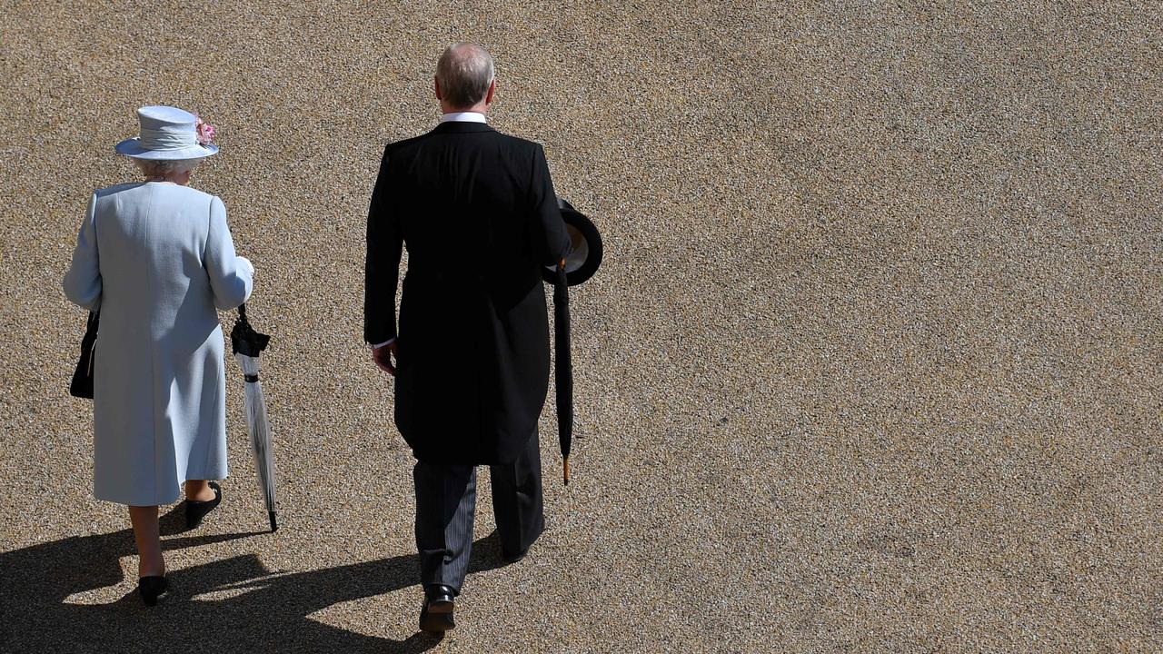 Queen Elizabeth Prince Andrew in the grounds of Buckingham Palace. Picture: Ben Stansall/AFP