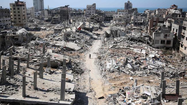 The devastated Al-Shifa hospital complex has been reduced to rubble after a two-week operation by the Israeli military. Picture: AFP