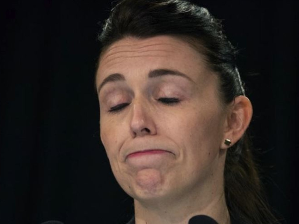 Jacinda Ardern makes a tearful apology to Grace Millane's family.