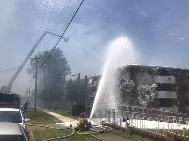 The fire started at a unit block at Todd St and Sherwood Rd in Merrylands.