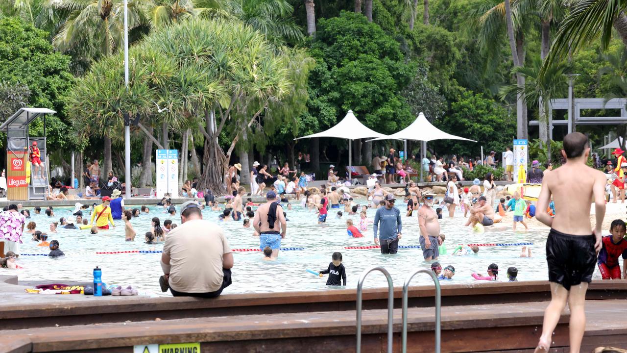 Crowds having a swim on Australia Day, in South Bank Park, on Sunday 26th January 2025 - Photo Steve Pohlner