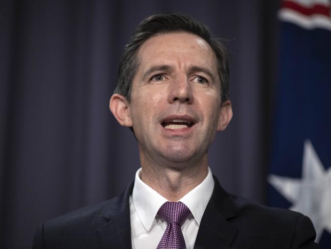 CANBERRA, AUSTRALIA-NCA NewsWire Photos DECEMBER 17 2020.FRYDENBERG MYEFO Finance Minister Simon Birmingham Mid-Year Economic and Fiscal Outlook, during a press conference at Parliament House in Canberra.It is expected to reveal an improved budget bottom line.Picture: NCA NewsWire / Gary Ramage