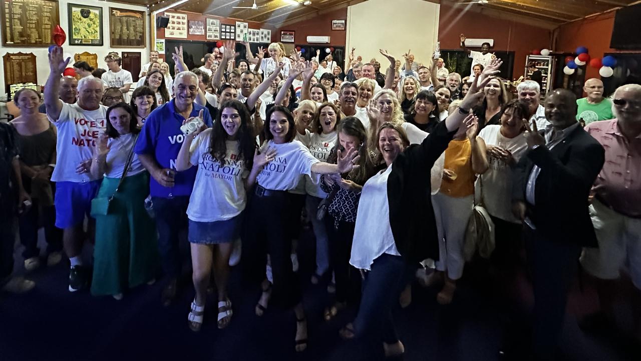 Rosanna Natoli with her team at the Buderim Wanderers Football Club on the March 16 election night.