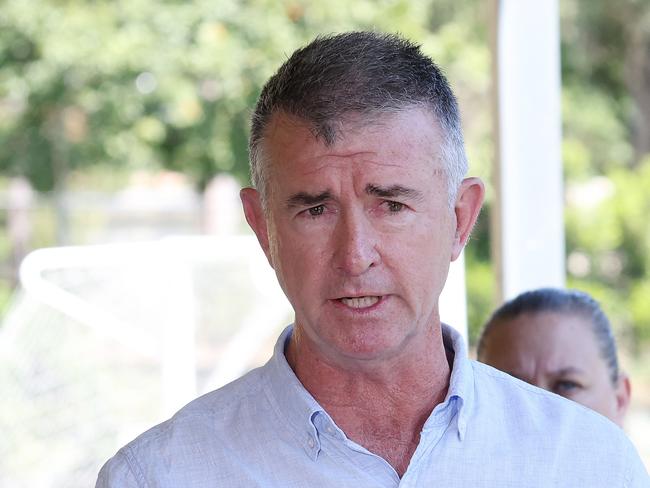 Shadow Minister for Sport Tim Mander during a media conference at Pine Rivers Football Club. Picture: Liam Kidston.