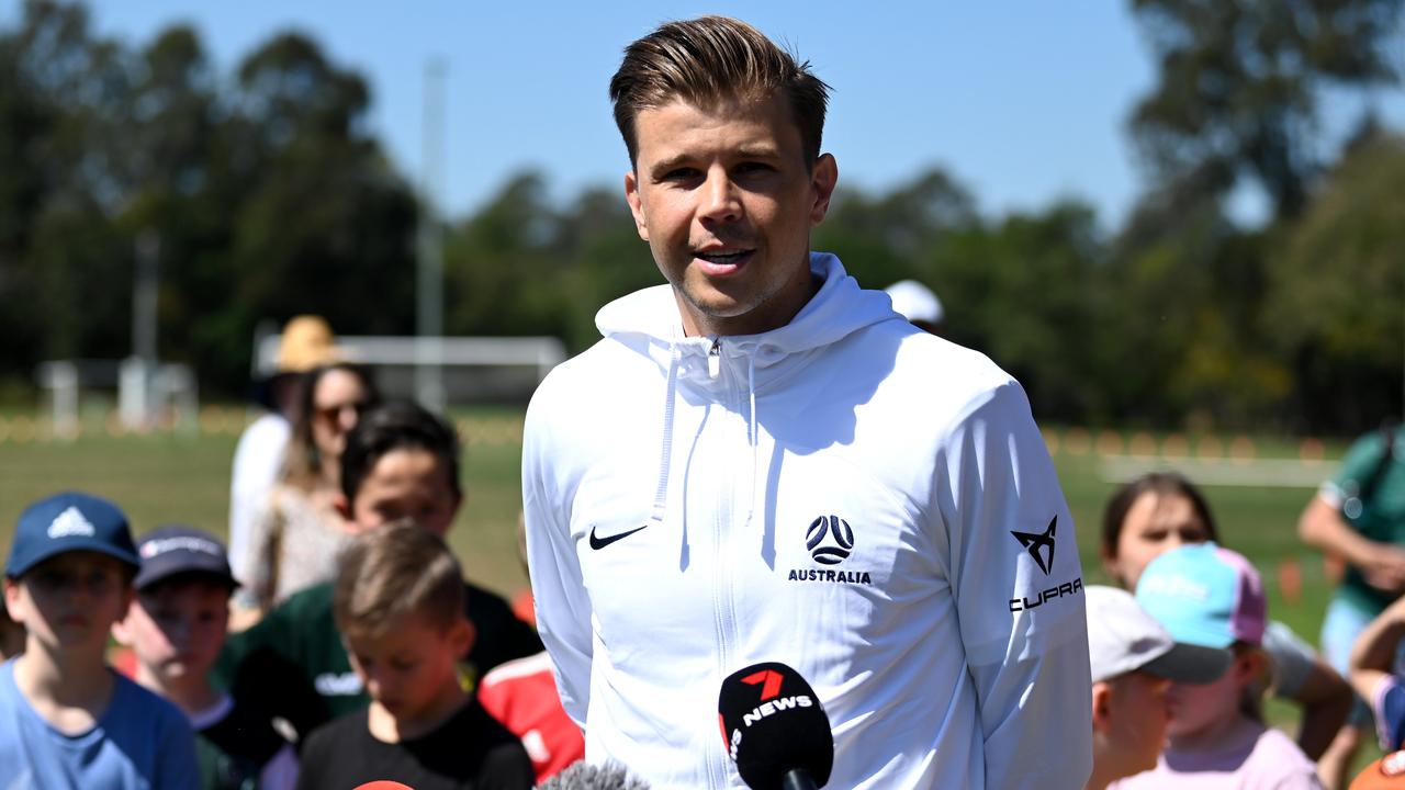 Mitch Langerak is happy to be at home in Queensland with the Socceroos. Picture: NCA NewsWire / Dan Peled