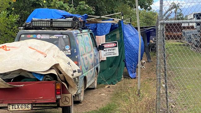 A mini tent city has appeared on the banks of Smiths Creek in Portsmith. Picture: Supplied