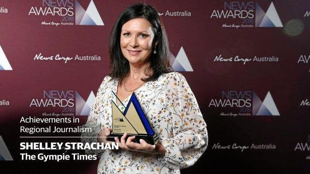 The Gympie Times editor Shelley Strachan with the coveted 2018 News Corp Australia Achievements in Regional Journalism award. Picture: Renee Albrecht