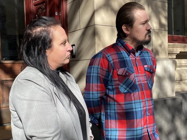 Christopher Jarvis’ stepdaughter Nicole Raitt and son, Cale Jarvis, outside the Supreme Court earlier this year. Picture: Aneeka Simonis