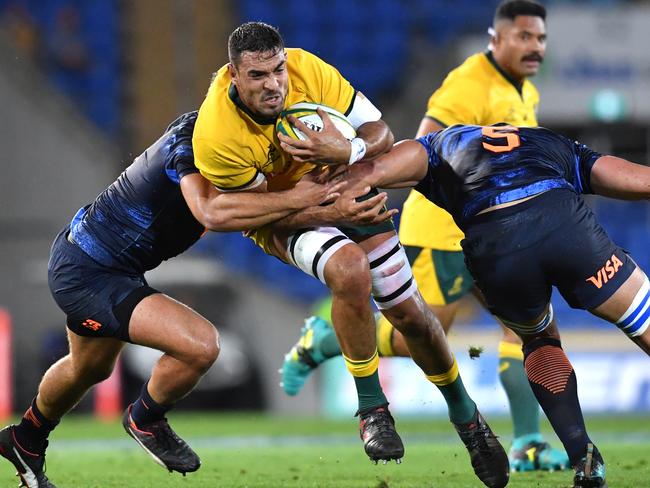 Rory Arnold (centre) is playing his last year with the Wallabies. Picture: AAP Image/Darren England