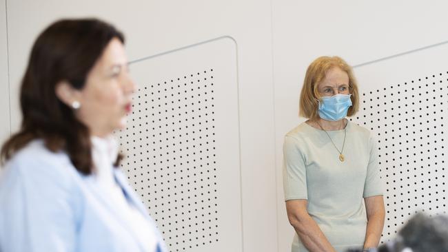 Chief Health Officer Dr. Jeannette Young seen at the press conference at 1 William St, Brisbane City, Brisbane, 9th of January 2021. (News Corp/Attila Csaszar)