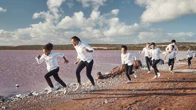 The Gondwana choir at Hutt Lagoon. Picture: Toby Burrows/Qantas