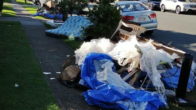 Photos of garbage left outside a Biggera Waters home due to a Gold Coast illegal dumping spot. Photo: Supplied