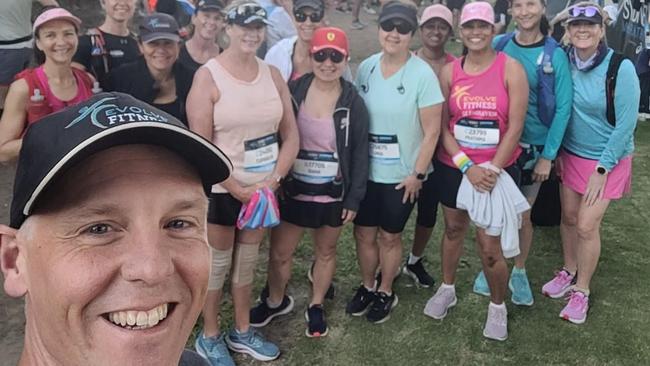 Joel Chant with his team prior to the Sydney Marathon in September. Picture: supplied.