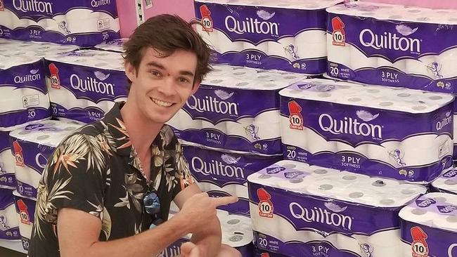 Lachlan Jake Thorne with toilet paper. Picture: Contributed