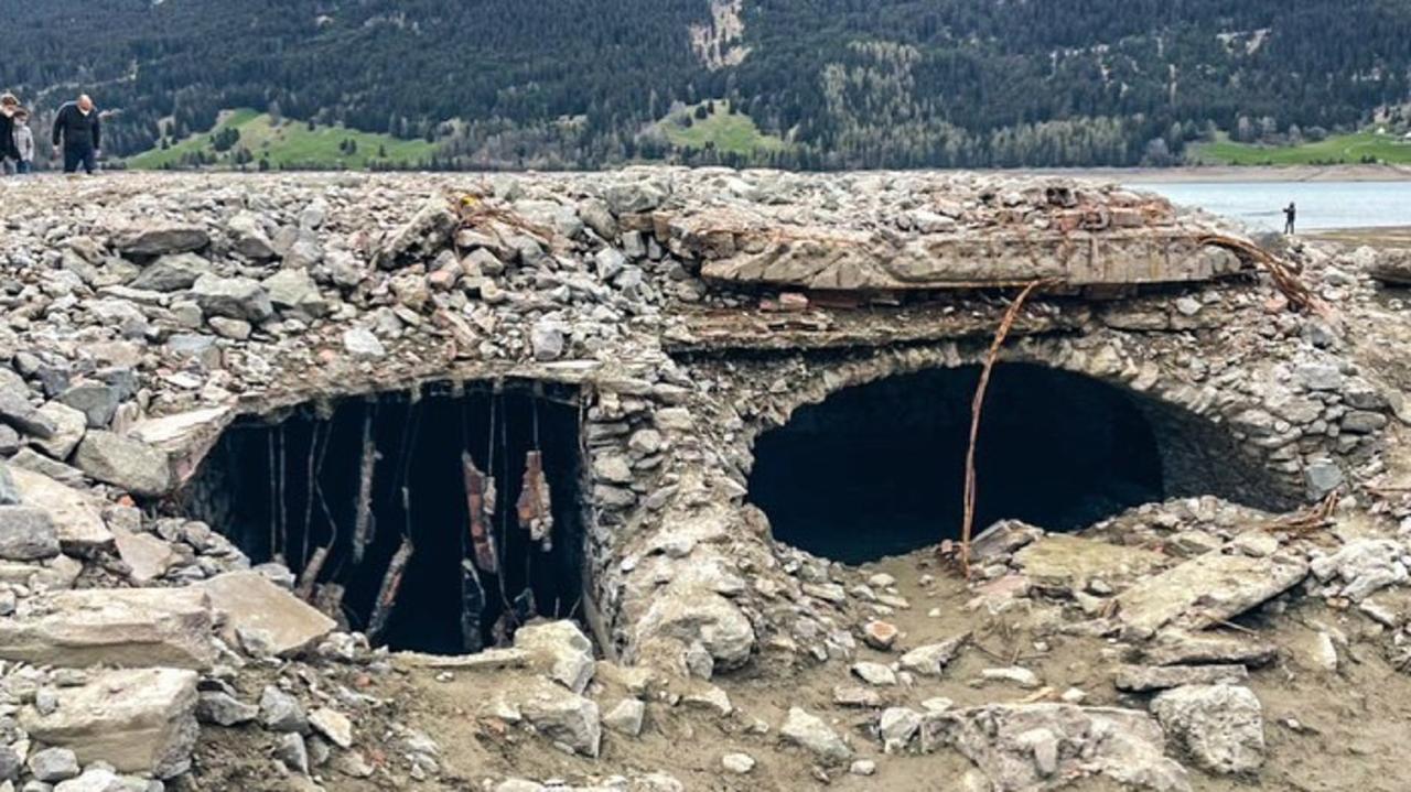 Images show the Curon village resurfacing from Lake Resia. Picture: Luisa Azzolini