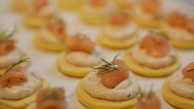 The smoked salmon mousse with savoury pancakes take a short amount of time to put together.