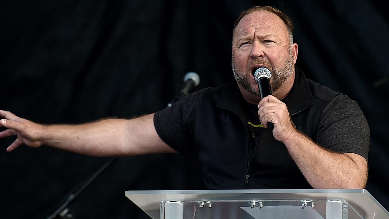 US far-right radio host Alex Jones has been ordered to pay a huge sum to the families of Sandy Hook victims. Picture: Olivier Douliery/AFP