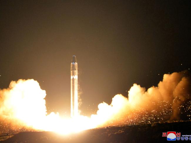 The North Korean government said last week’s launch of the Hwasong-15 intercontinental ballistic missile was a huge success. Picture: KCNA/AP