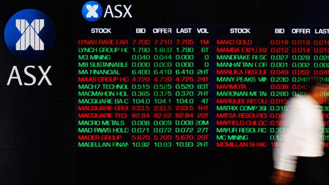 SYDNEY, AUSTRALIA - NewsWire Photos, October 29 2024. GENERIC. Stocks. Finance. Economy. Stock price ticker of the Australian Stock Exchange, ASX, at their offices on Bridge Street. Picture: NewsWire / Max Mason-Hubers