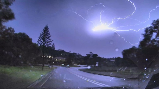 Lightning at Burleigh during Monday night's storms. Picture: Renay Vincent