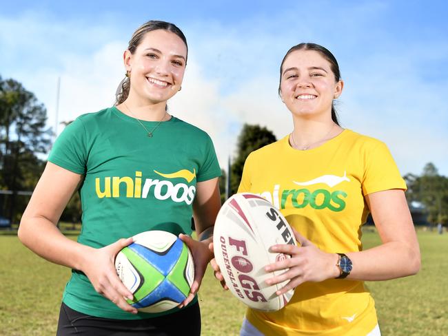 Kianna Maclean and Jordan Jackson will represent Australia at the 2024 World University Rugby Sevens Championships in France. Picture: Patrick Woods.