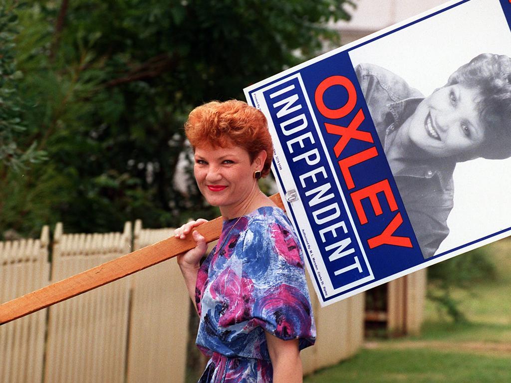 Pauline Hanson in 1996. She stood as an independent for the Queensland seat of Oxley in 1996 and won.