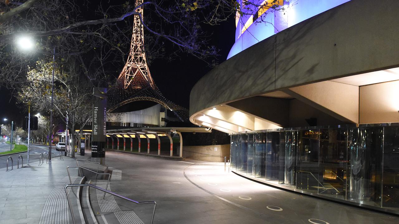 The usually bustling Arts Centre on St Kilda Road. Picture: Josie Hayden