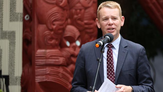 Chris Hipkins speaks at Te Whare Runanga, Waitangi Treaty grounds. Picture: Getty Images.