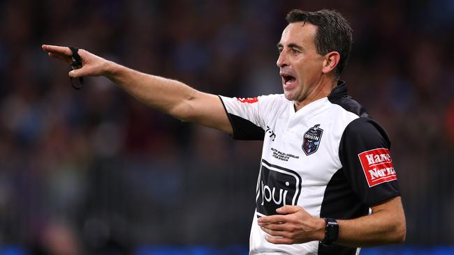 Referee Gerard Sutton has been retained for the State of Origin series decider. Picture: Getty Images