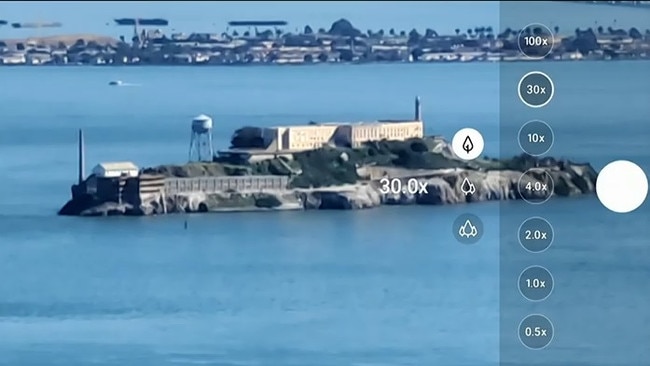 Samsung demonstrates the zoom on the Galaxy Ultra 5G with this image of Alcatraz in San Francisco.