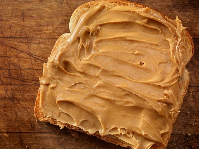 She eats toast with peanut butter.