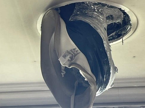 An airconditioning duct in the ceiling of a house in Violet Ave, Forestville. Picture: NSW Fire and Rescue