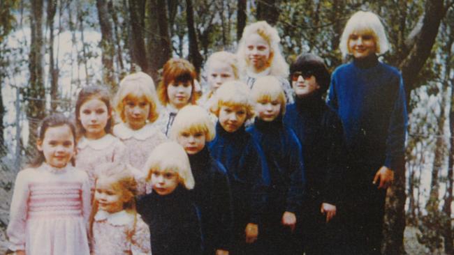 Anne Hamilton-Byrne, former leader of the sect called 'The Family'. Old family photos framed around the house.