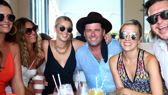 Jade Yarbrough, Lauryn Rakic, Stoj Bulic, Jasmine Yarbrough, Karl Stefanovic, Caroline O'Brien and Josh Rakic enjoy Party One Fine Day at Rae's On Wategos.