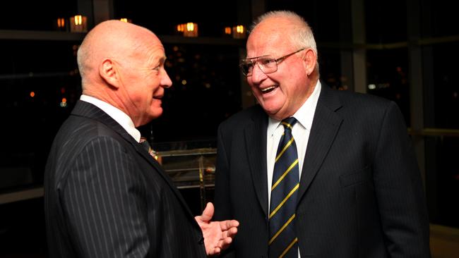 Noel Kelly, right, played 28 Tests for the Kangaroos, and travelled on three tours with the national team between 1959 and 1968. Kelly died on Sunday at the age of 84. Picture: Gregg Porteous