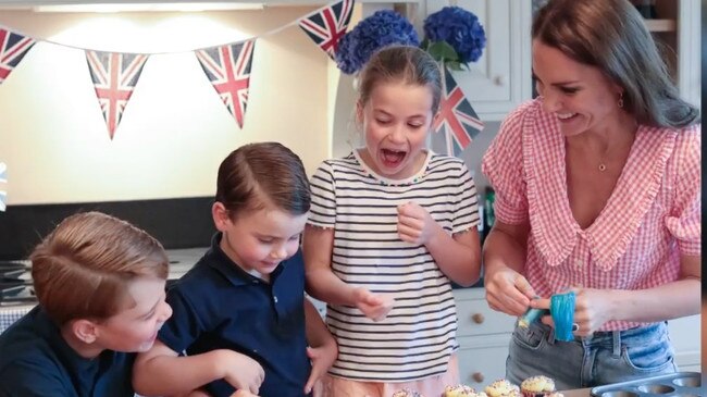 Catherine, Princess of Wales, seen baking in previous times with her children, Princess Charlotte, Prince George, and Prince Louis. Picture: Instagram