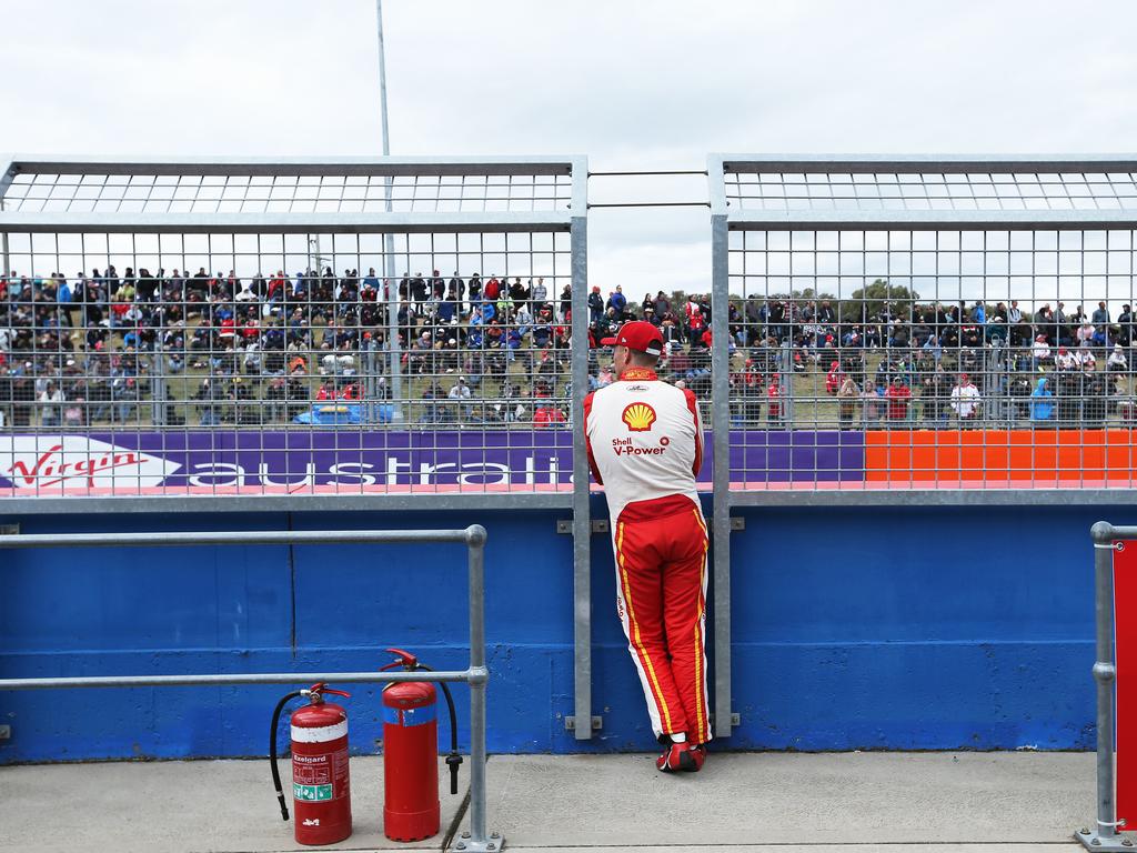 Scott McLaughlin before getting pole position after the top 10 shootout. 2019 Supercheap Auto Bathurst 1000, the pinnacle of the Virgin Australia Supercars Championship. #17 Shell V-Power Racing Scott McLaughlin/Alex Premat, Ford Mustang GT. Picture Rohan Kelly