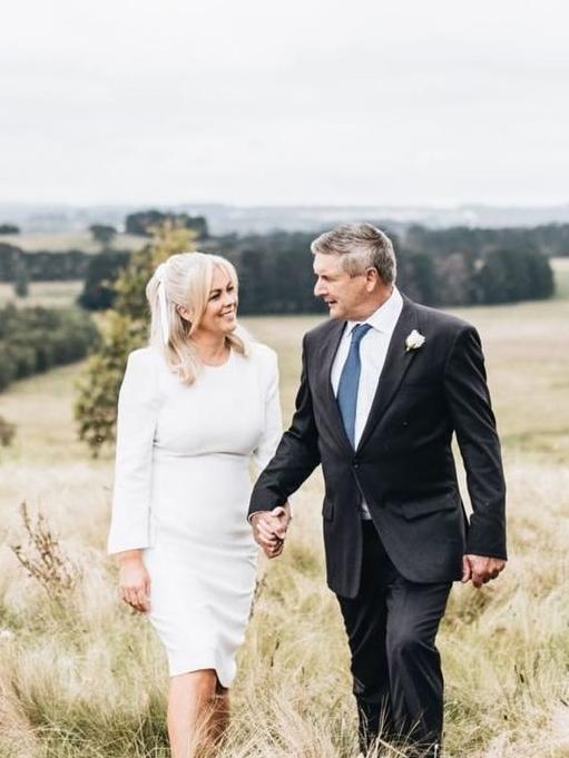 Sam Armytage and husband Richard Lavender on their wedding day. Picture: Instagram