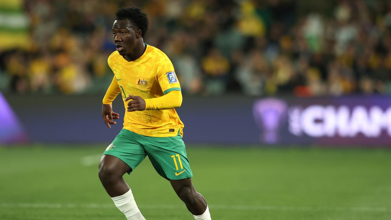 Despite playing for Australia in October 2024, Nestory Irankunda was left out of the Socceroos squad for March’s World Cup qualifiers. (Photo by Maya Thompson/Getty Images)