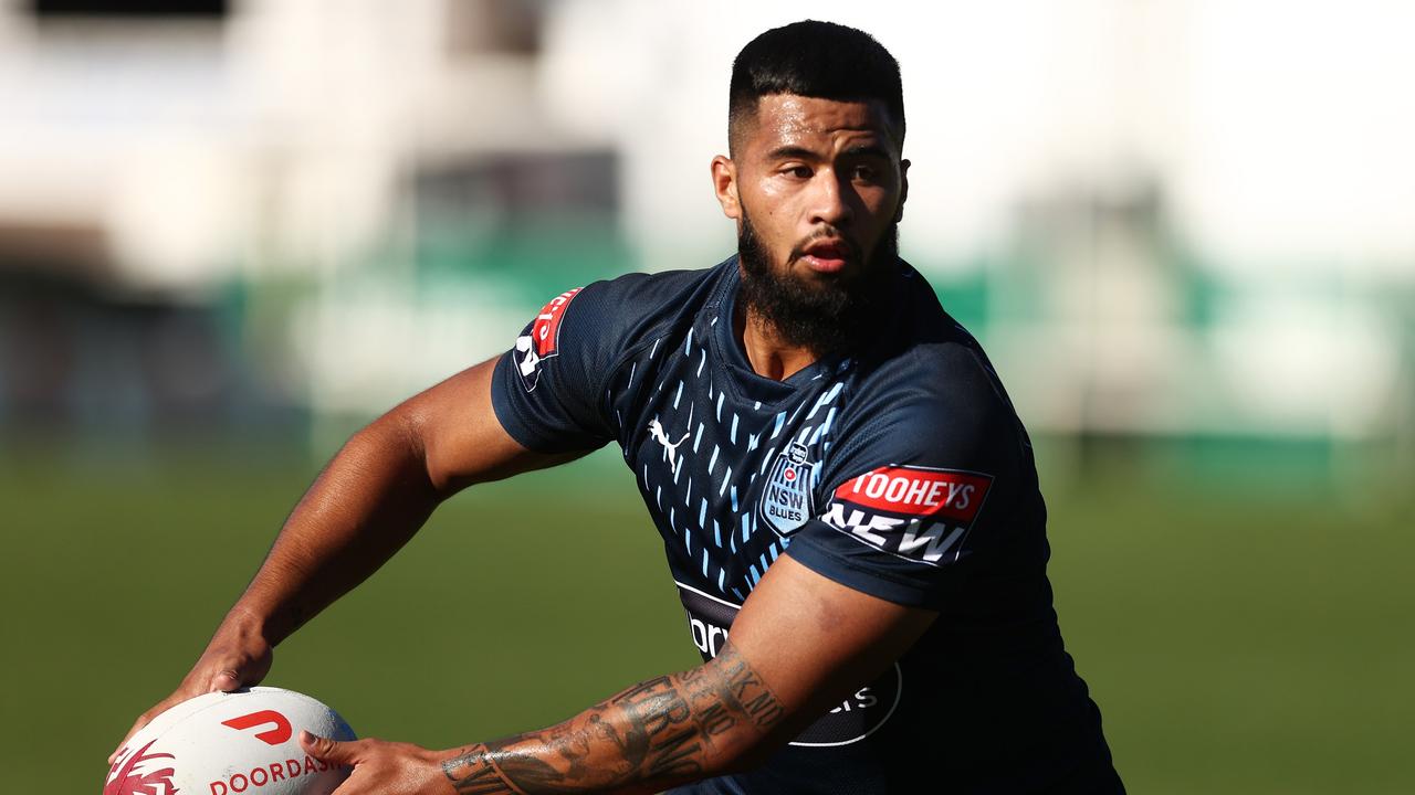 Payne Haas at a New South Wales Blues State of Origin squad training session. Photo by Matt King/Getty Images