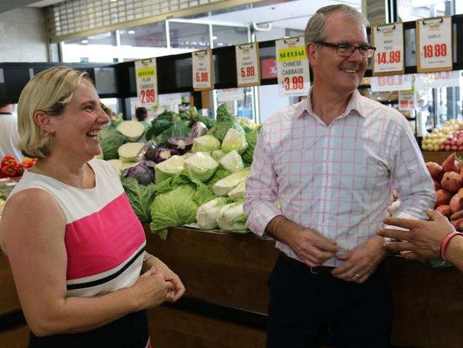 Riverstone candidate Annemarie Christie and Michael Daley.