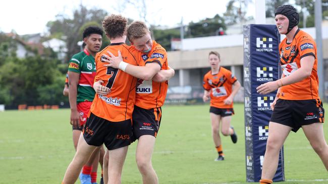 Cyril Connell Challenge Tigers halfback Elijah Breen celebrates his try. Picture: Liam Kidston.