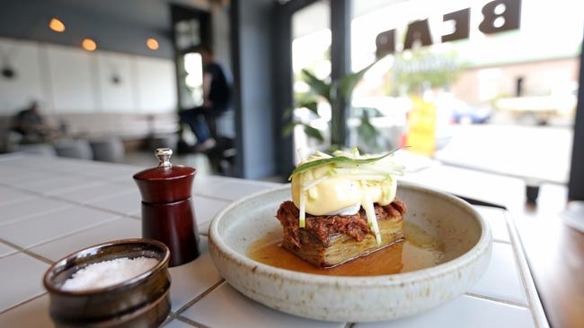 Bear With Me's eggs benedict on ham hock. Picture: PATRICK GEE