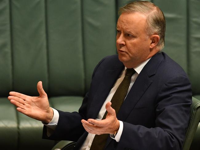 CANBERRA, AUSTRALIA - JUNE 16: Leader of the Opposition Anthony Albanese reacts during Question Time in the House of Representatives at Parliament House on June 16, 2020 in Canberra, Australia. Three Victorian Labor MPs have resigned amid corruption and branch stacking allegations following an investigation by The Age newspaper and 60 minutes which aired on Sunday night. (Photo by Sam Mooy/Getty Images)