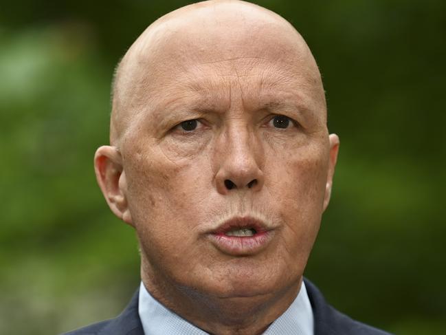 CANBERRA, AUSTRALIA, NewsWire Photos. NOVEMBER 15, 2023: Leader of the Opposition Peter Dutton and Dan Tehan hold a press conference at Parliament House in Canberra. Picture: NCA NewsWire / Martin Ollman