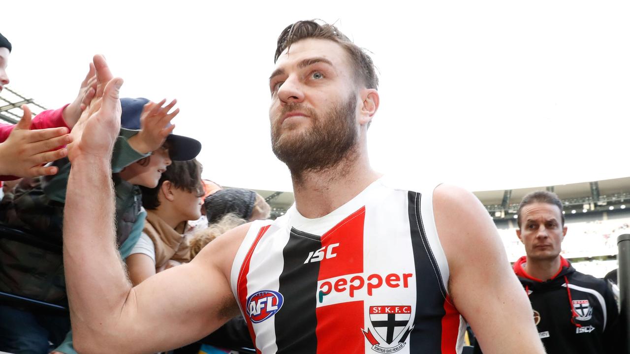 Ex-teammates of Sam Fisher tried unsuccessfully, to stage an intervention for the former St Kilda star in recent months. Picture: AFL Media.