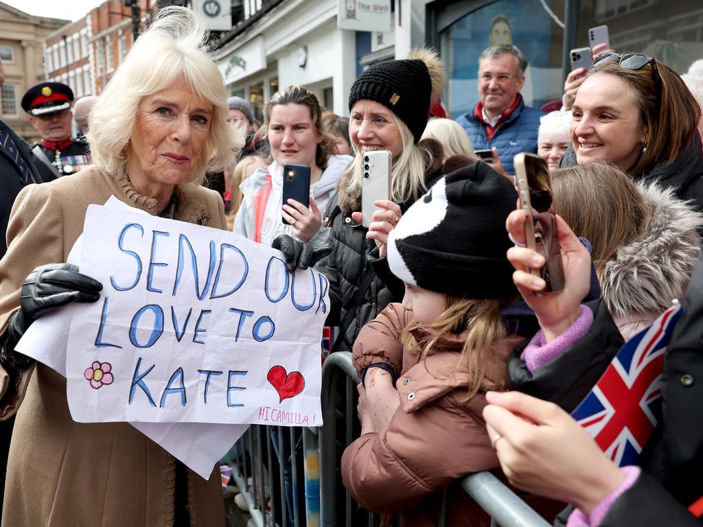 Queen Camilla is showered with support for Princess Catherine during a public appearance last week. Picture: Getty Images