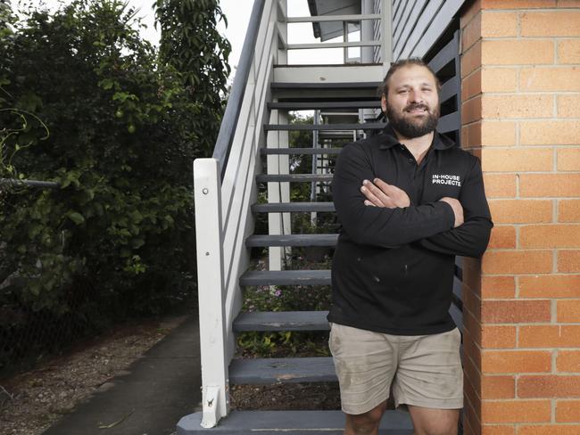 Carpenter Tom Ellul has bought a block of flats at Annerley to cash in on the potential Olympic games bid. Pic Mark Cranitch.