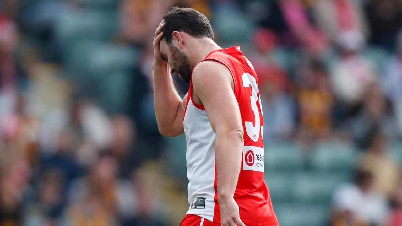Paddy McCartin was subbed out of the game. Picture: Michael Willson/AFL Photos via Getty Images